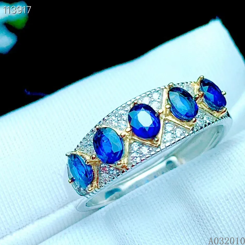KJJEAXCMY fine jewelry 925 sterling silver inlaid natural sapphire ring fashion girl's Gift ring support test