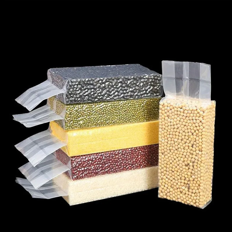 500pcs/lot Transparent plastic rice grain packaging bags food grade vacuum bag large pouch kitchen storage pocket organzier