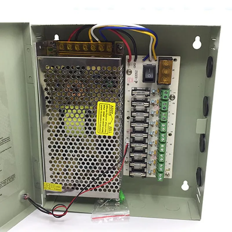 DC 12V 10A 15A 9 CH Monitor Power Supply AUTO-RESET CCTV Power Supply Switch Box 9 Port CCTV Cameras 9 port CE, LVD Approved
