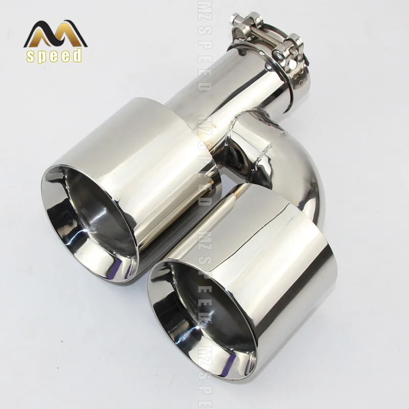 Car Accessories Stainless Steel And Bright Face Without Marked H-Type Double Outlet Straight Edge Exhaust Pipe Tailpipe