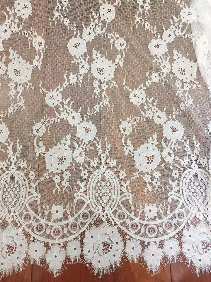 1 yard Soft European style Luxurious wedding gowns lace fabric subtle eyelash chantilly lace wedding gown lace