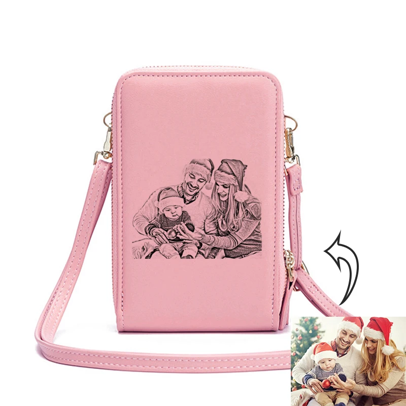 Imagem personalizada de alta capacidade crossbody bolsa de ombro mini multifuncional saco de celular moda uso diário titular do cartão para as mulheres