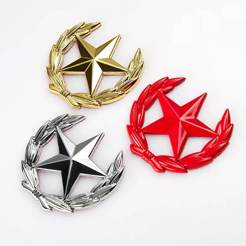 Pentagram star Metal Car Sticker Logo Emblem Badge Car Styling Sticker For Universal Car Motorcycle Decorative Accessories