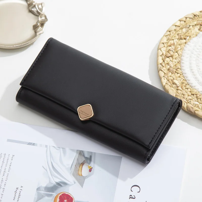 

Brand Trifold Long Wallet Women Larger Capacity Hasp Card Holder Phone Pocket Soft Pu Leather Female Wallets Ladies Clutches