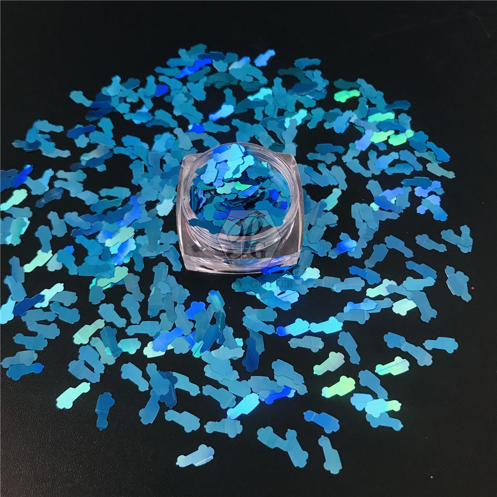 PrettyG 1 Box 8MM Car Shape Holographic Glitter Sequins For Nails Tumbler Crafts Art Decoration Accessories LB