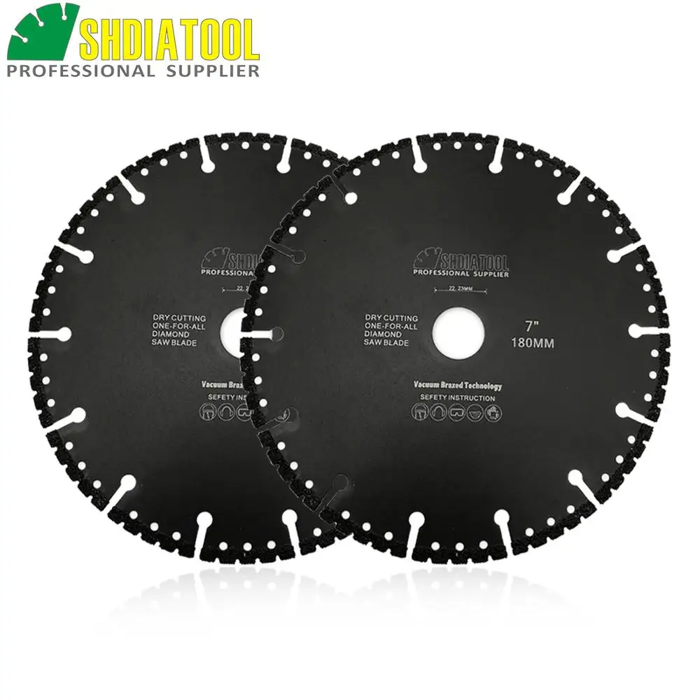 SHDIATOOL 2pcs Vacuum Brazed Diamond Cutting Discs Multi Purpose Rescue Sawblade For Cast Iron Steel Metal Plastic Concrete PVC