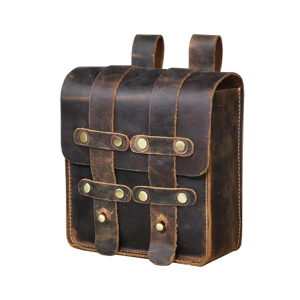 Luxury Thick Crazy Horse Leather men Vintage Travel Belt Fanny Waist Bag Pack Design Bum Hip Bag 6.5\