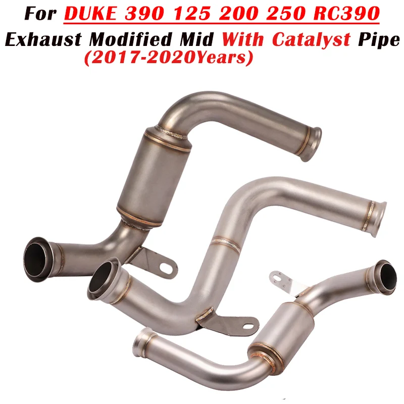 For DUKE 390 125 200 250 RC390 2017 - 2020 Motorcycle Exhaust Escape Modified Mid Link Pipe With Catalyst