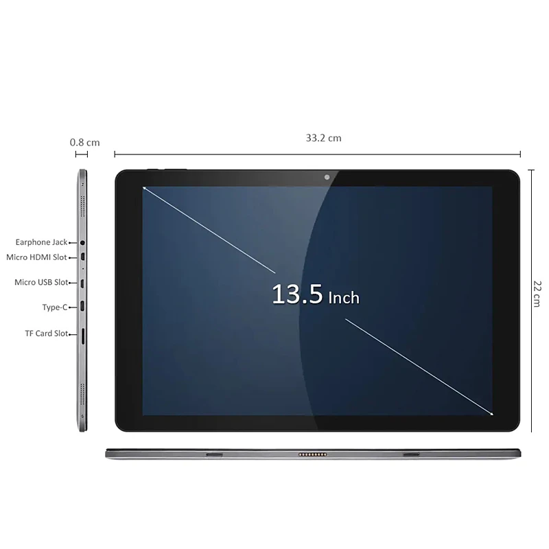 64-Bit Os Windows 10 13.5 Inch Cwi534 Tablet Pc N450 3000X2000 Ips Quad Core 4Gb + 64Gb Hdmi-Compatibele Notebook Dual Camera 'S