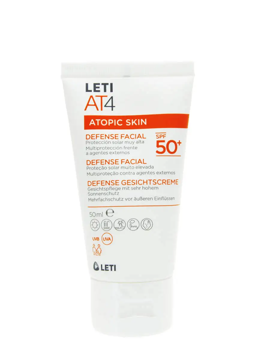 Leti at4 atopic skin defense facial spf 50 + of 50 ml-protective barrier for atopic skin. Very resistant to water, chlorine and sweat