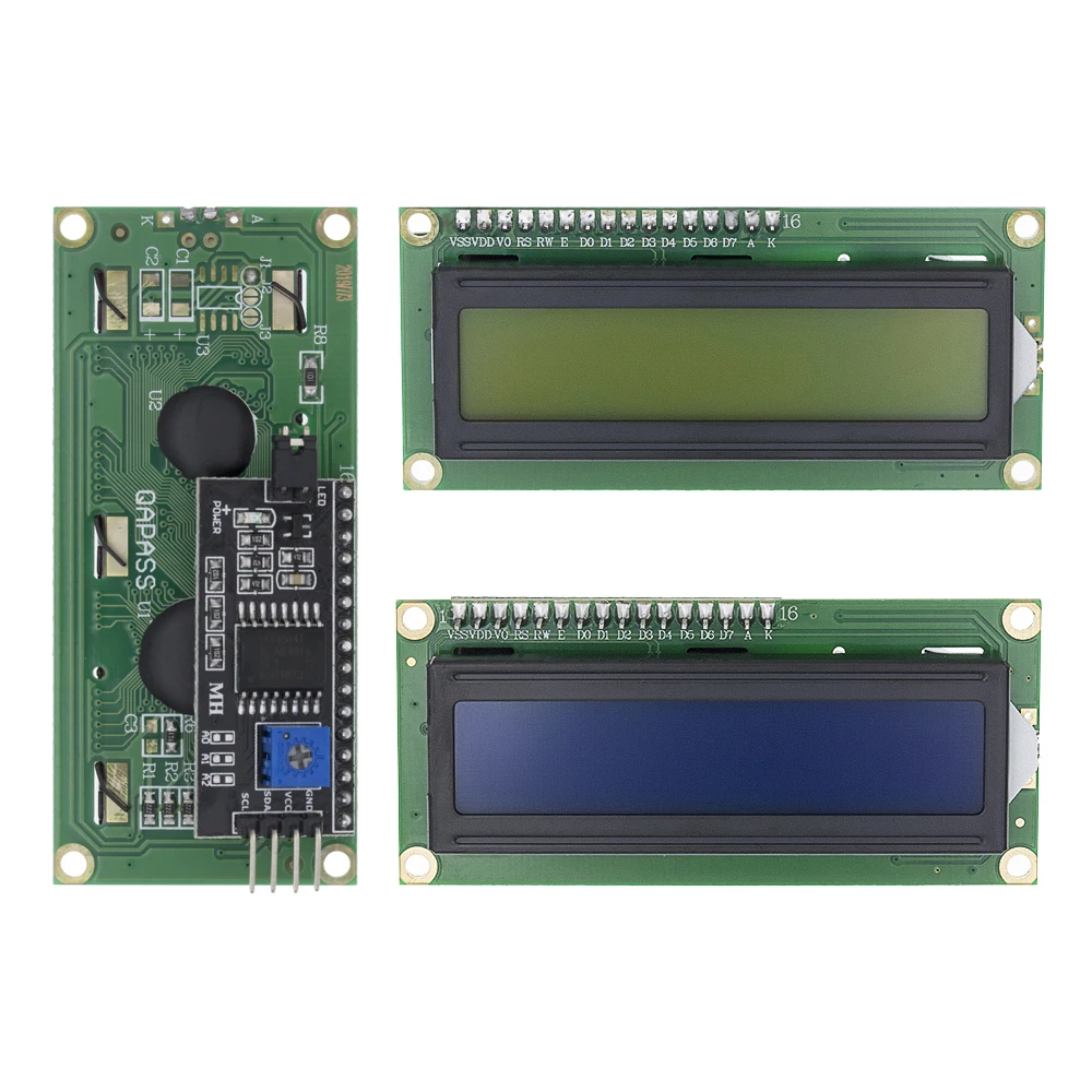 LCD1602+I2C Module Blue / Yellow Green Screen 16x2 Character LCD Display PCF8574T PCF8574 IIC I2C Interface 5V for arduino