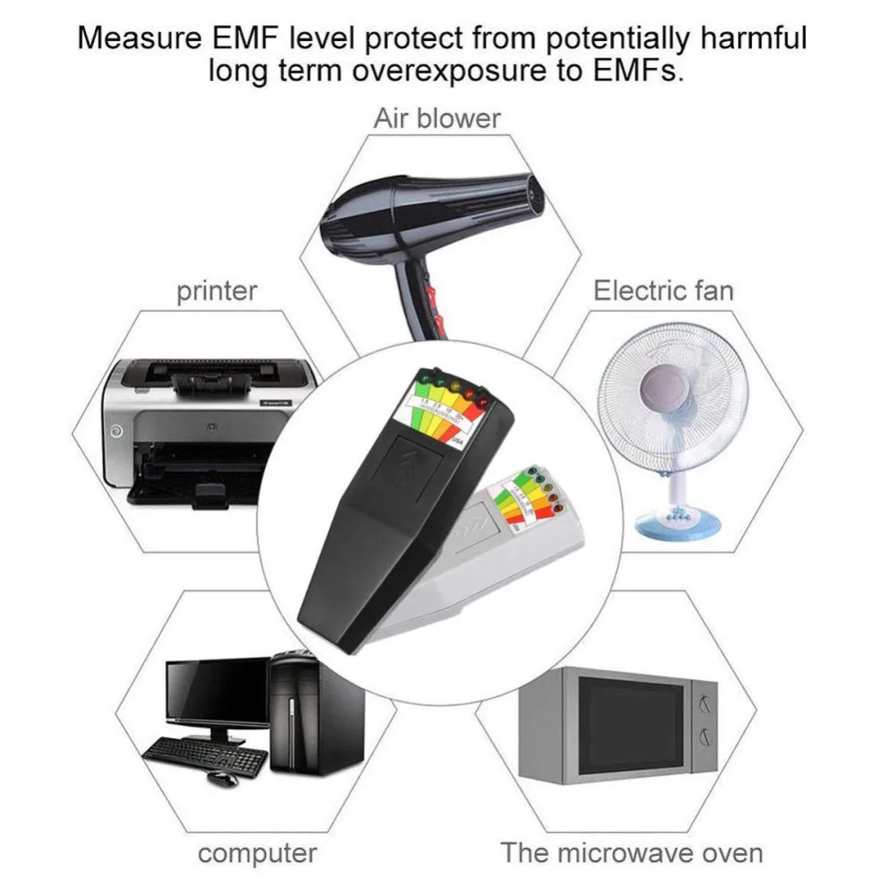 Medidor de campo electromagnético K2 EMF Gauss, dosímetro de radiación, Detector portátil, Monitor de campo magnético EMF, 5 LED