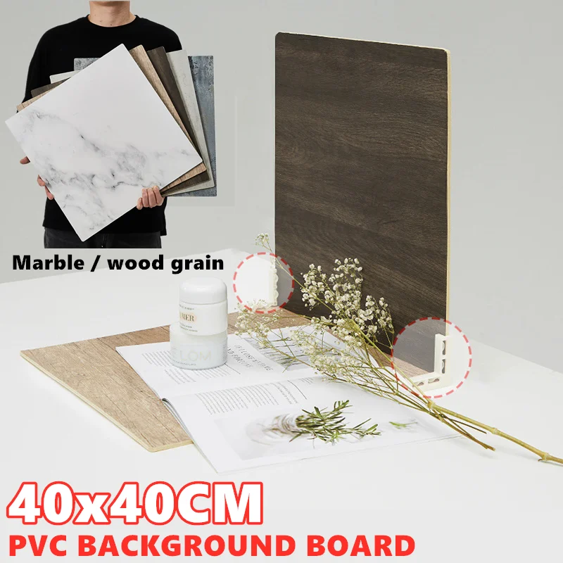 40CM Plastic Photo Background Studio Wood Marbling Grain PVC Backdrop Board Durable Waterproof Realistic for Product Photography