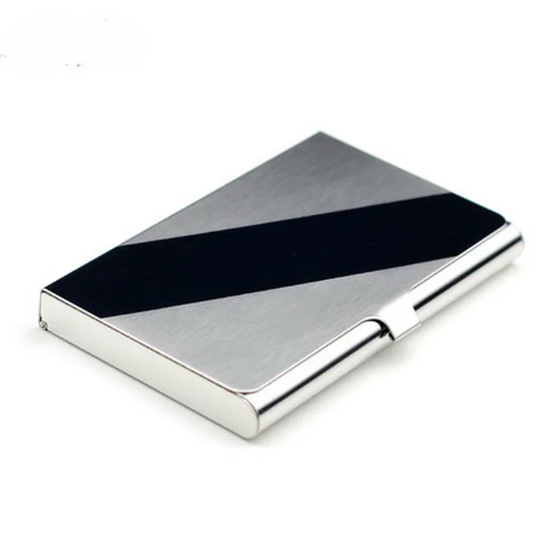 Tarjetero de negocios de acero inoxidable para hombre, estuche para tarjetas de identificación, presente
