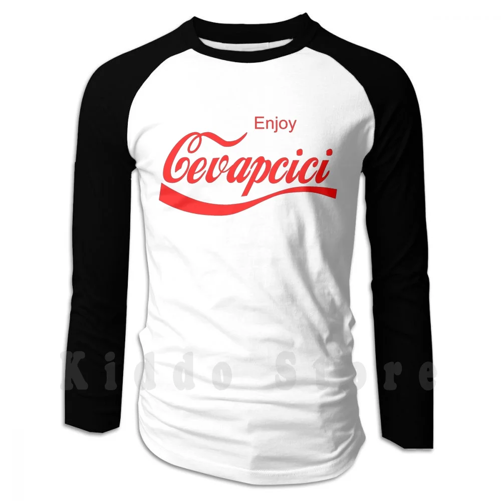 Enjoy Cevapcici Red Hoodie Long Sleeve Cola Parody Retro Vintage Balkan Croatia Serbia Macedonia Cevape