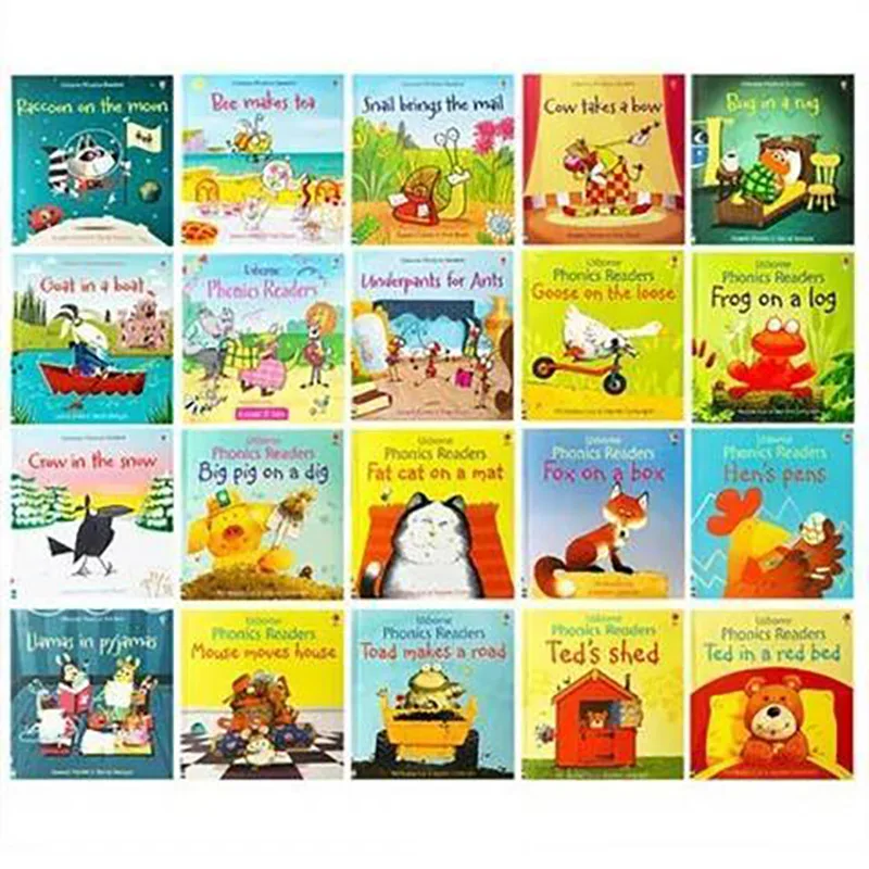 20 Boeken Usborne Phonics Lezers Geschenkdoos Set Beroemd Engels Boek Kinderen Educatief Bedtijd Verhaal Prentenboek 4-8 Jaar