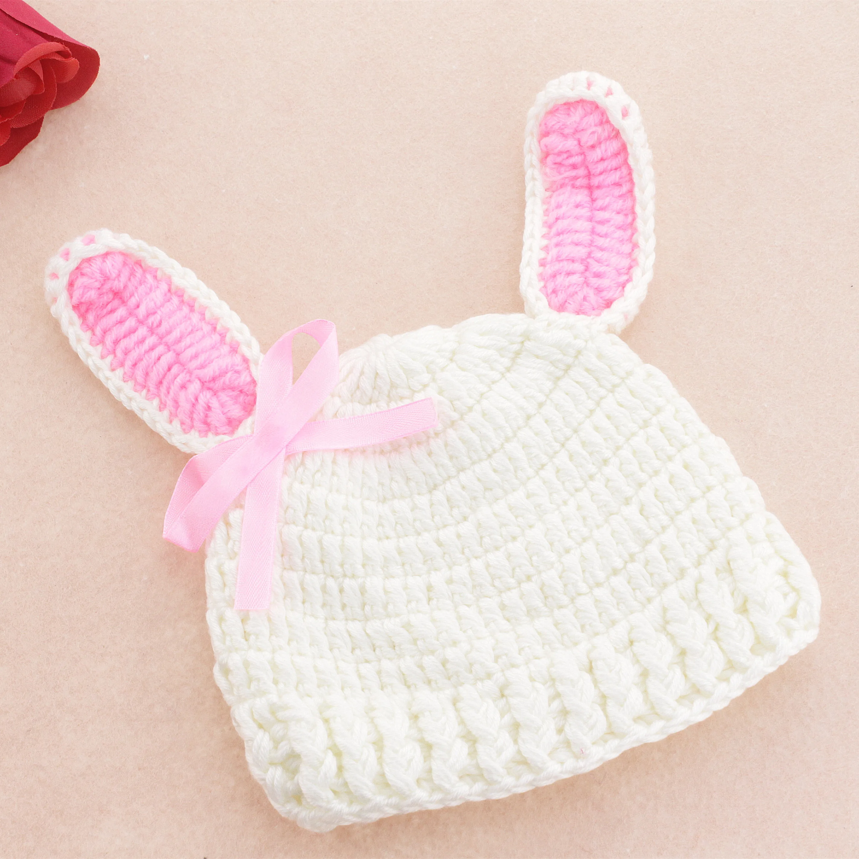 Newborn Photography Props Accessories Baby Rabbit Costume Knitting Baby Hat+Pants Set Studio Baby Photo Props Crochet Baby Gifts