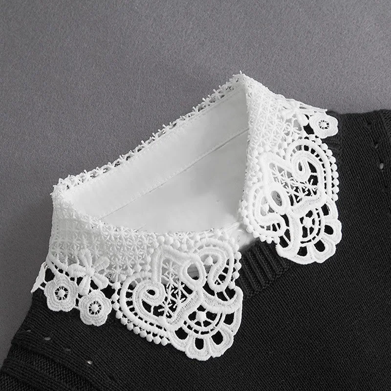 Women Fake Collar Half Shirt Ladies Shirt Fake False Collar For Women Black Woman Detachable Collar Lace Lapel Faux Col Tie