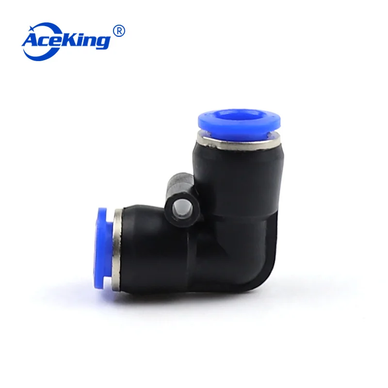 Pneumatic hose quick coupling PU hose right Angle 90 quick coupling PV bend-pass outer diameter 4/6/8/10/12mm double pass