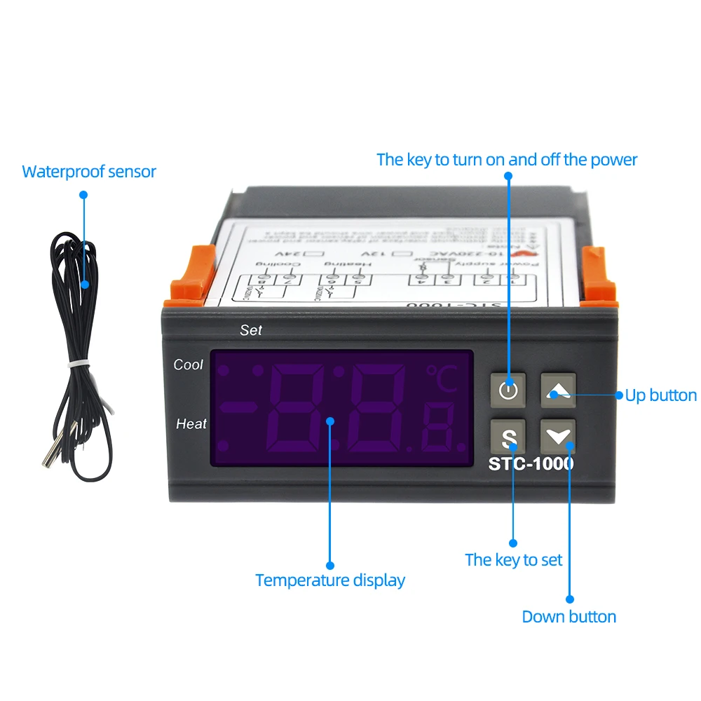 STC-1000 Temperature Controller Thermostat Thermoregulator Incubator Relay Brewing Incubator Heater Cooler 12V 24V 220V