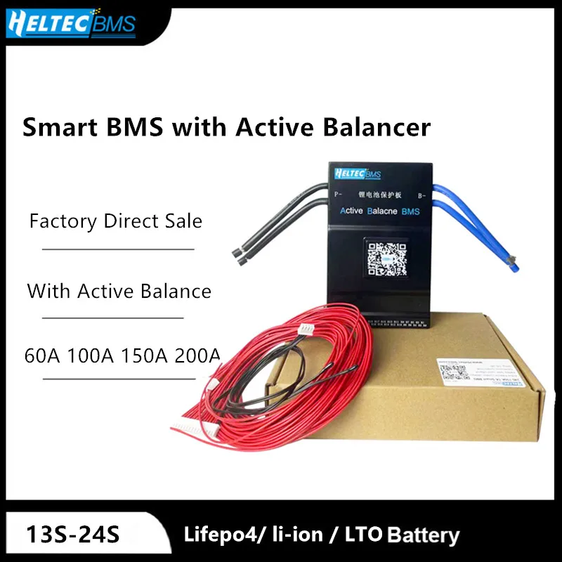 

Heltec Smart Active BMS 100A 200A 1A/2A Active Balance bms 8S 13S~24S Battery Protection Board CAN RS485 APP Lifepo4 li-ion LTO