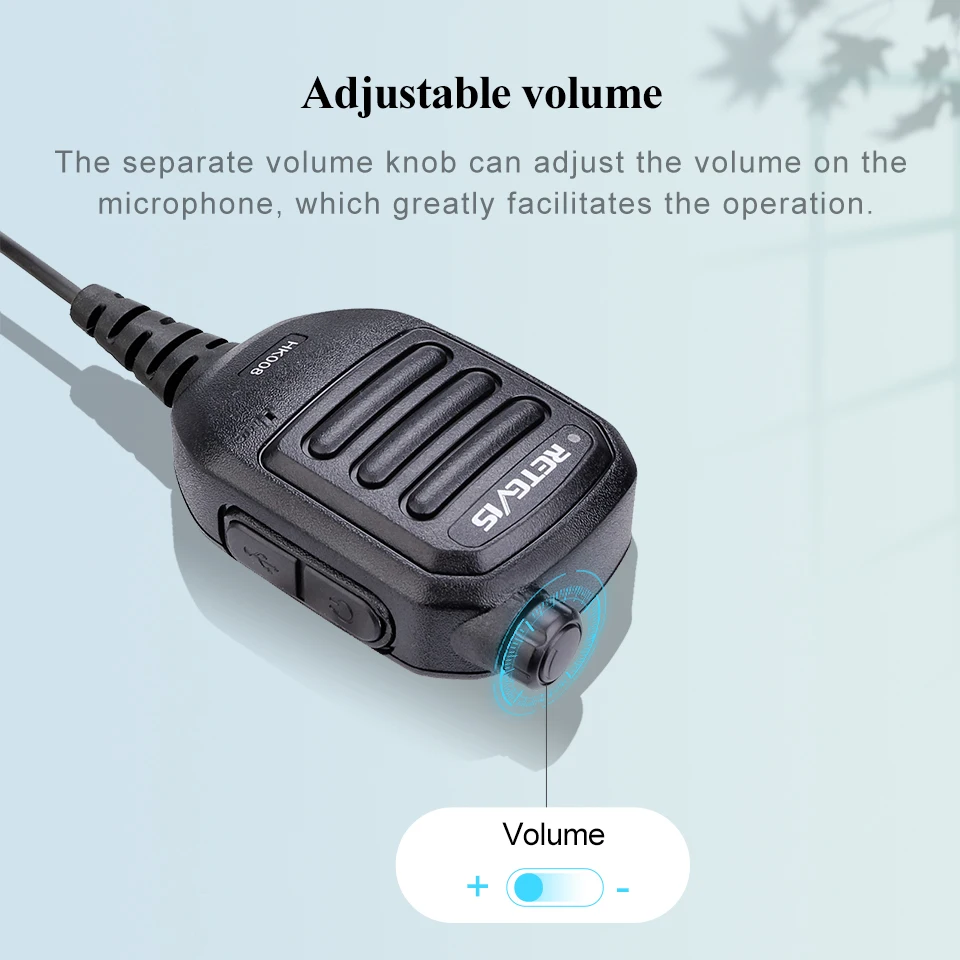 Retevis HK008 2Pin Rechargeable Microphone Mic Speaker Volume PTT Tangent For Baofeng UV 5R H777 for TYT Quansheng UV K5 Radios