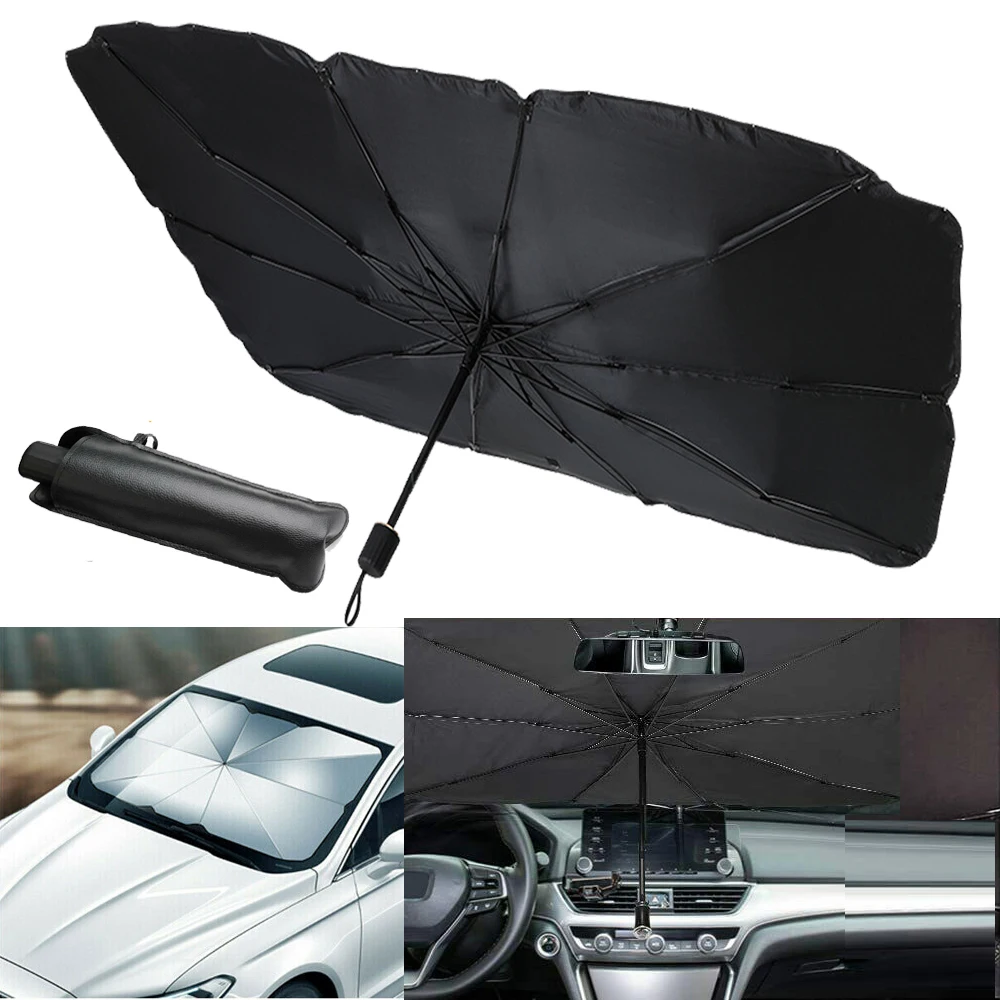 

New Car Sun Shade Folding Umbrella Visor Parasol Windshield Cover UV Protection Front Window Interior Shade for Sedan Hatchback