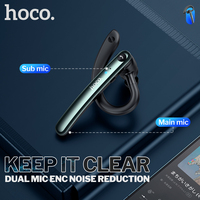 hoco wireless earphone BT 5.0 with ENC noise cancellation reduction dual mic headset left right single ear hook handsfree earbud