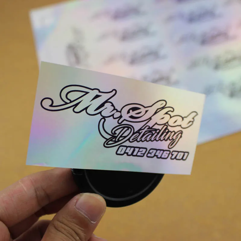Aangepaste Logo Gemaakt Label Holografische Sticker Regenboog Effect Custom Hologram Sticker Label