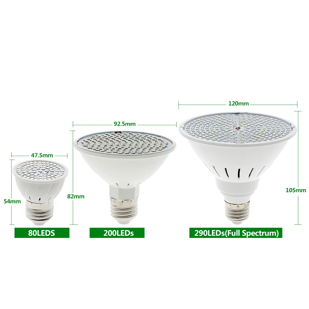 LED Grow Light E27 220V 80 200 290 LEDs Plant Growth Light Bulb For Indoor Garden Plants Flower  Growing Lighting.