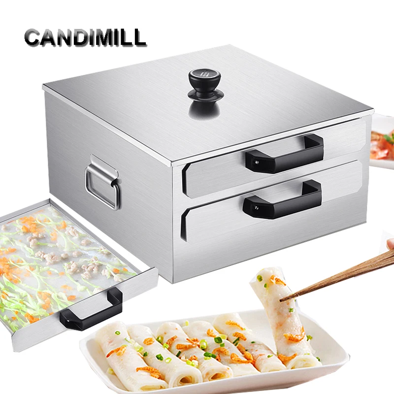 CANDIMILL 2 Layer Rice Noodle Roll Steamed Bun Steam Machine Vermicelli Roll Steaming Furnace Steamer Drawer Home Use