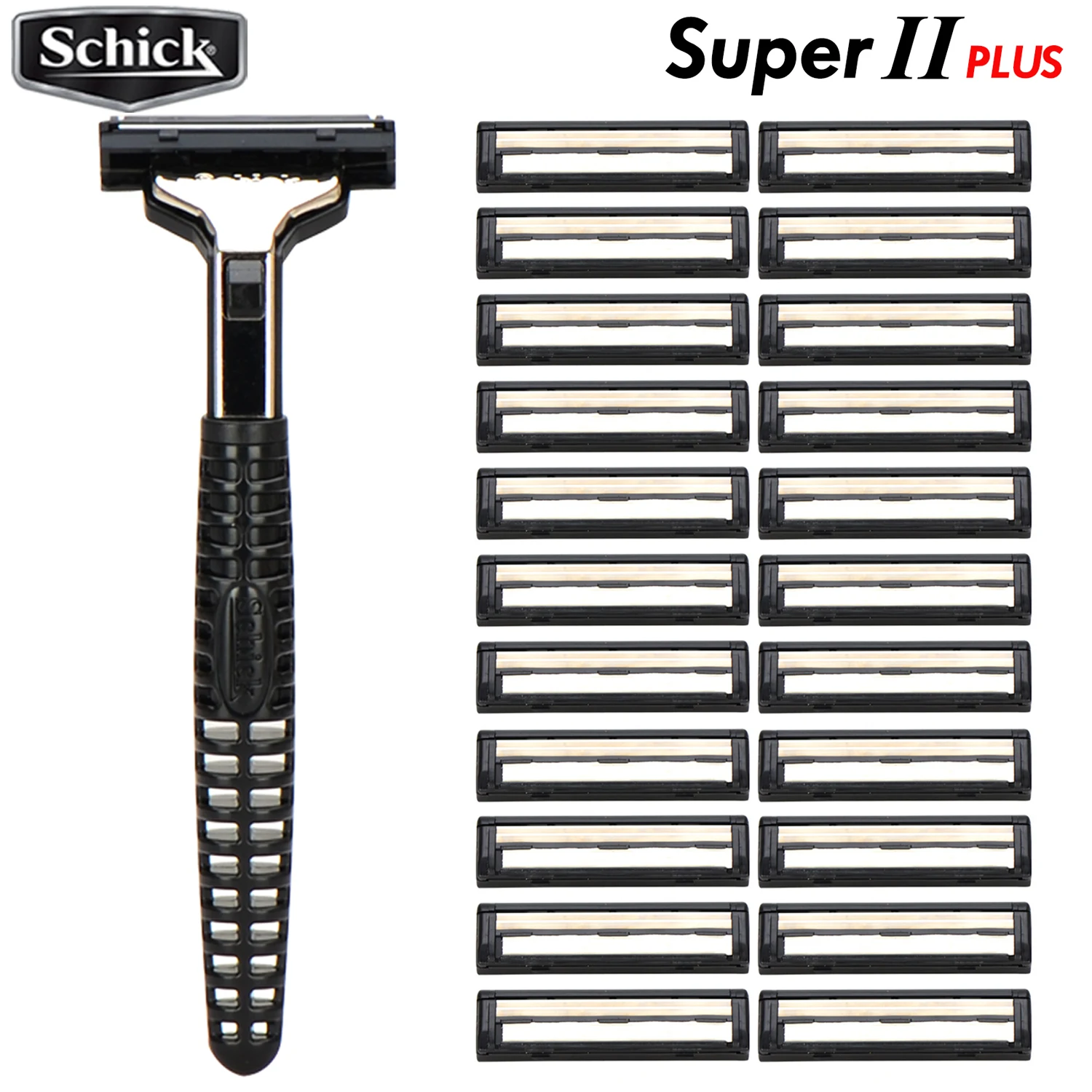 

22 Blades + 1 Razor Original Schick Super II PLUS Hair Shaver Razor Set Man Shaving Tools Lubricating Vitamin B5