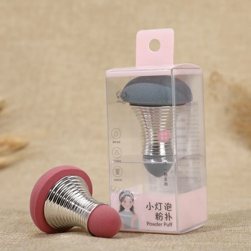 1pc criativo lâmpada forma pó puff dupla cabeça anti-deslizamento maquiagem esponja sopro bb creme cosméticos pó sopro beleza ferramentas