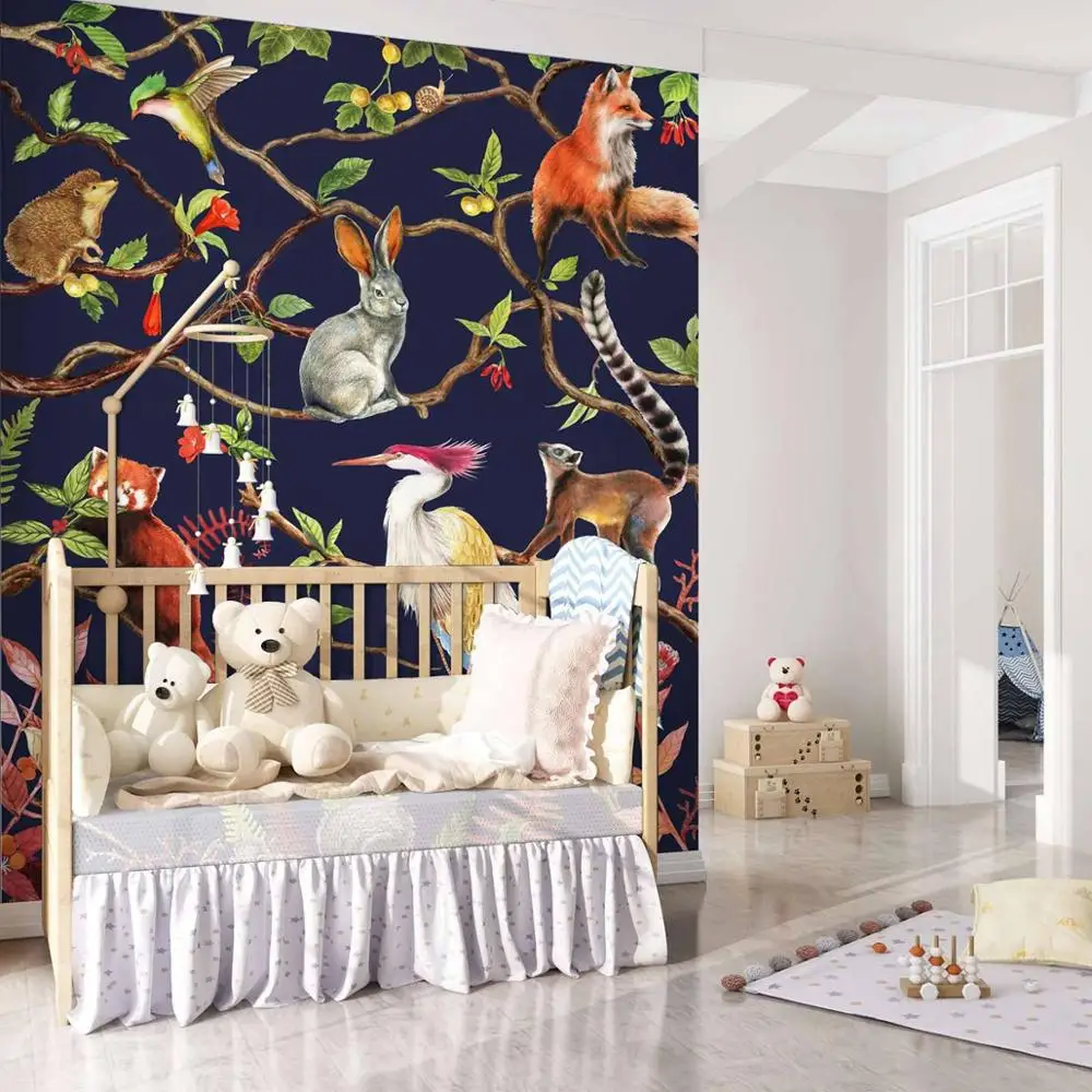 

Chinoiserie animal jungle forest mural wallpaper STDM5081