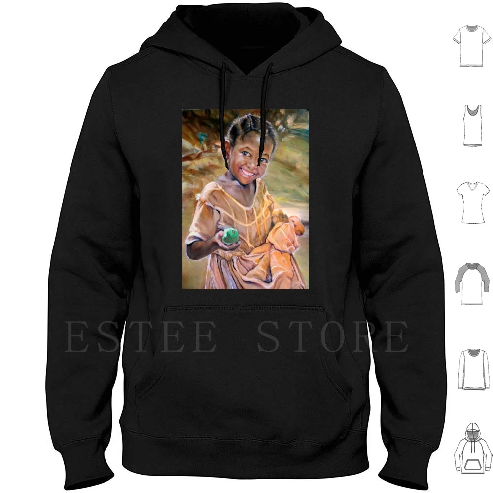 Big Smile Hoodies Long Sleeve Oil Portrait Girls Child Smile