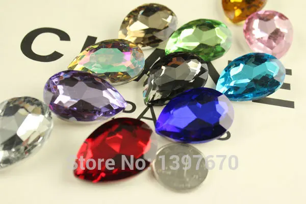 2pcs 30x40mm Pear Drop Crystal Fancy Stone Pointback Glass Teardrop Droplet Foiled For Jewelry Making,Garment  Use