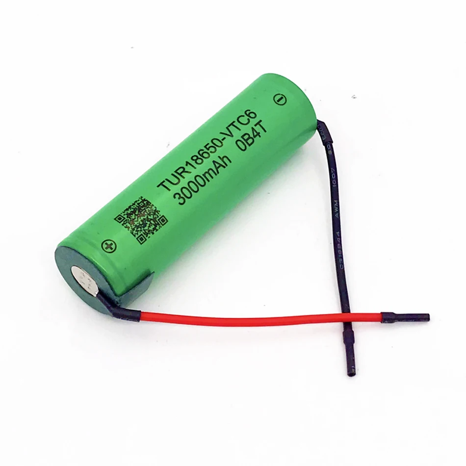 18650 VTC6 3000mAh Battery 30A Welding Wire for 12V 16.8V 18V 21V 25V Electric Drill Screwdriver Battery and E-bike Use MA17