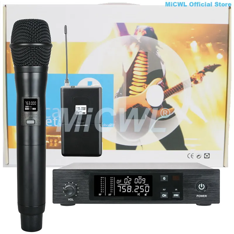 MiCWL 무선 헤드셋 라발리에 기타 케이블, 휴대용 악기 마이크 시스템, 무대 공연 가라오케 마이크 세트, D100