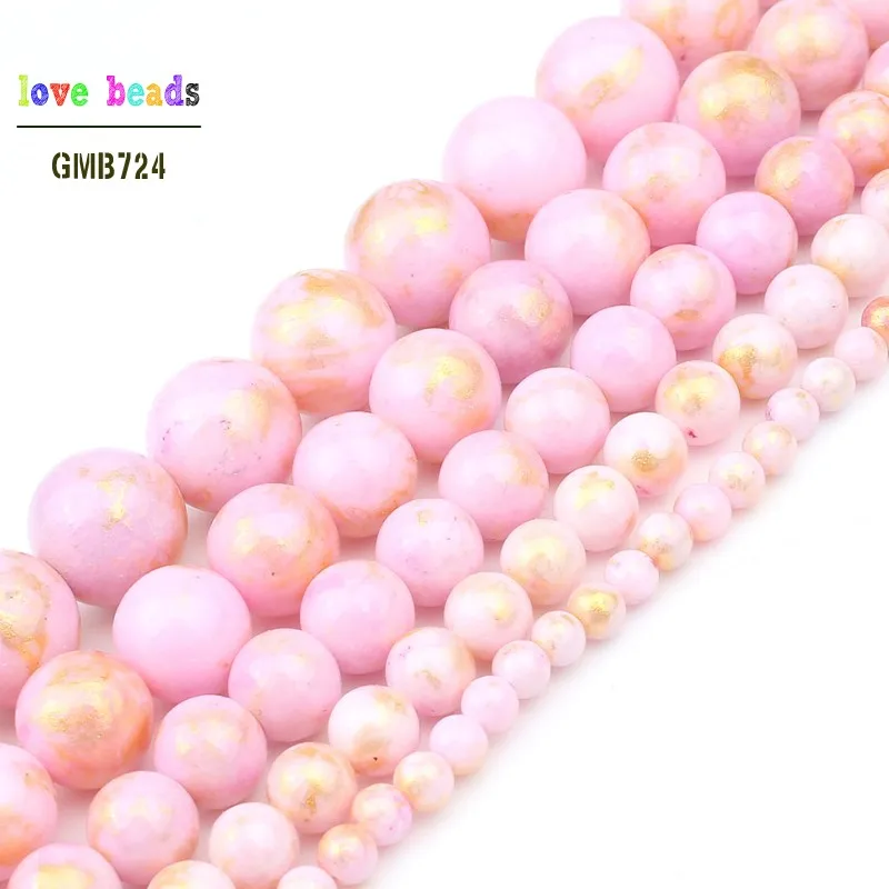 4/6/8/10/12mm Pink Lapis Lazuli Jades Beads DIY Beads for Jewelry Making 15 inch Bracelets for Women