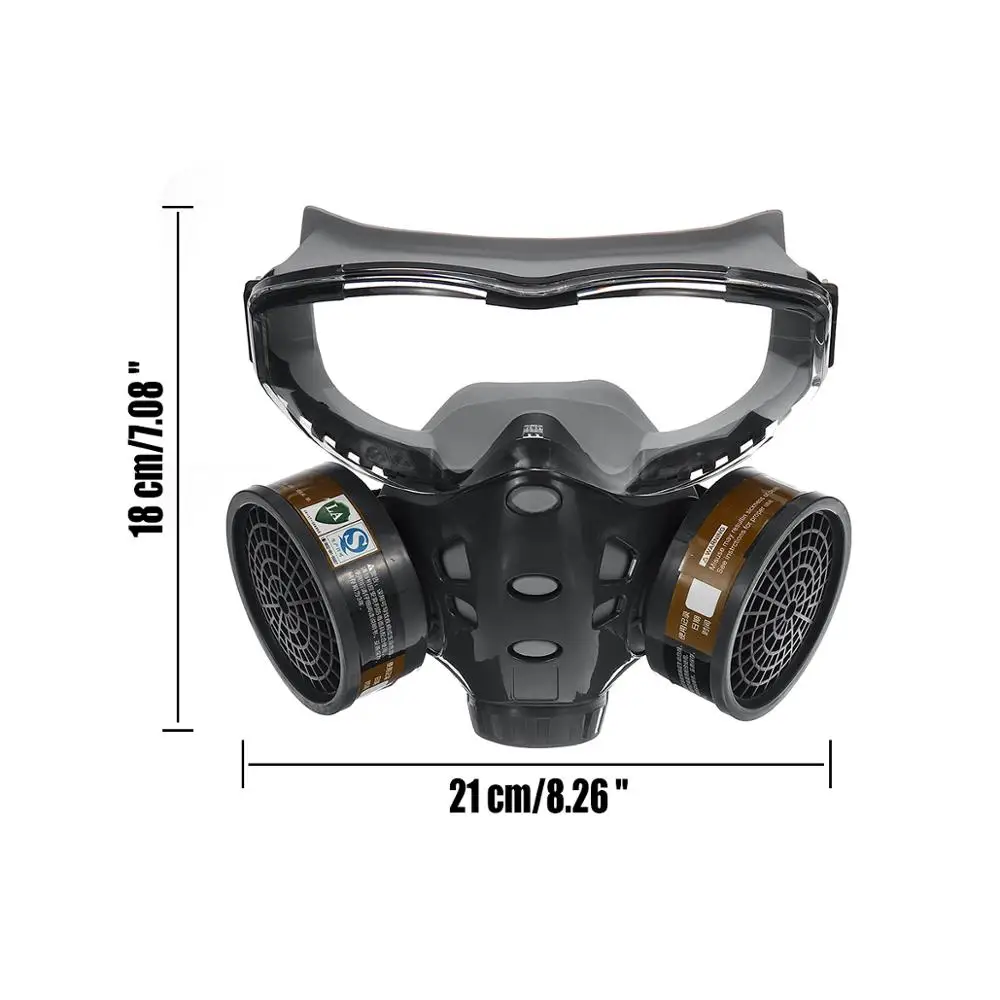 Face Gas Mask With Safety Goggles Anti-Dust Respirator With Active Carbon Filters Reusable Washable Protective Shield