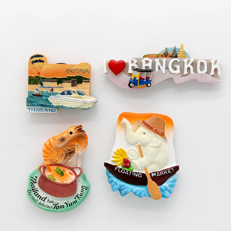 Thailand Pattaya elephant Shrimp soup 3D magnetic refrigerator paste souvenir Bangkok fridge magnets Collection  home decoration