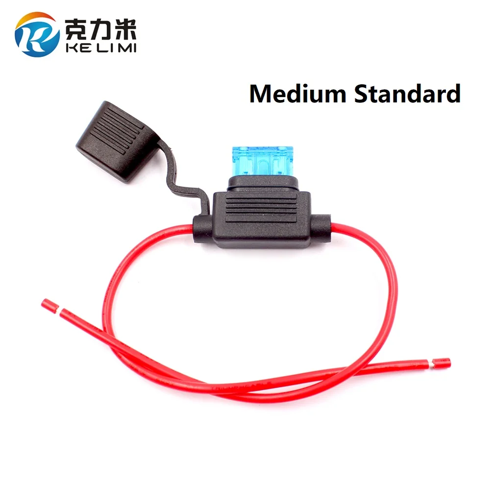 2Pcs Fuse Holder Medium Standard ATC ATO Fuse Box Socket Waterproof with Cable 5A 7.5A 10A 15A 20A 25A 30A 35A Fuse