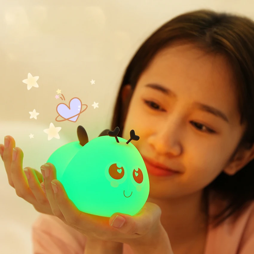 Bees Night Light para niños y niñas, luz nocturna recargable por USB, lámpara portátil para guardería, luces que cambian de Color para dormitorio