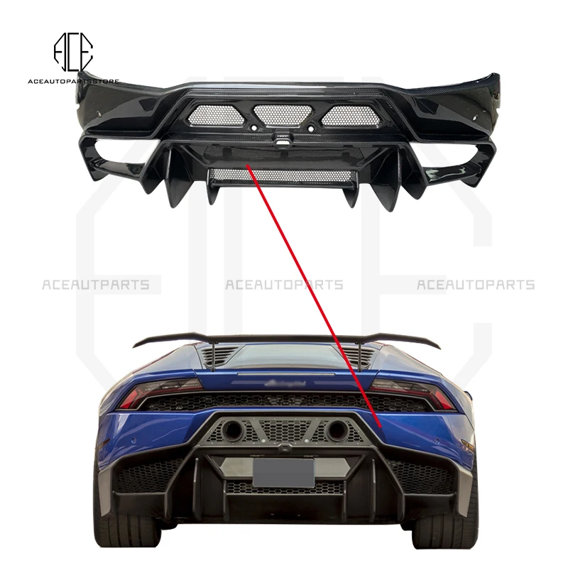 V Style Carbon Fiber Or FRP Material Rear Bumper Lip Spoiler Diffuser For Lamborghini Huracan LP610 LP580 2014-2021