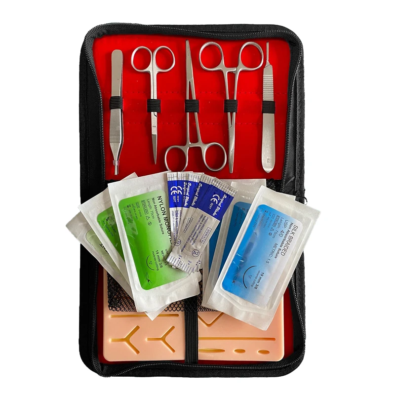 Medical Skin Suture Set Training Kit Surgical Practice Model Silicone Training Pad Needle Scissors Teaching Resource Kit