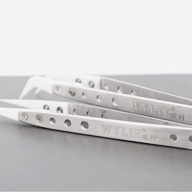 SAYTL Anti-statica Pinzette In Ceramica linea di Volo di impronte digitali Pinzette per il Telefono di riparazione del filo di rame clip di linea ponticello 0.01 millimetri