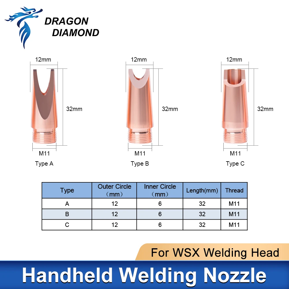 Original Laser Welding Nozzle Hand Held Nozzle Type A-H Thread M11 Cutting Nozzle For WSX Handheld Welding Machine