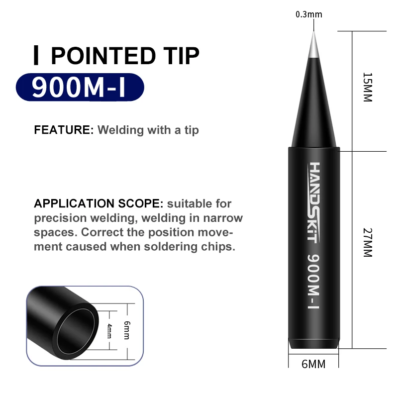 5pcs Lead-free Soldering Iron Tips 900M Serise Sting Welding Tools 900M-T-K 900M-T-I 900M-T-IS For 936 Soldering Station