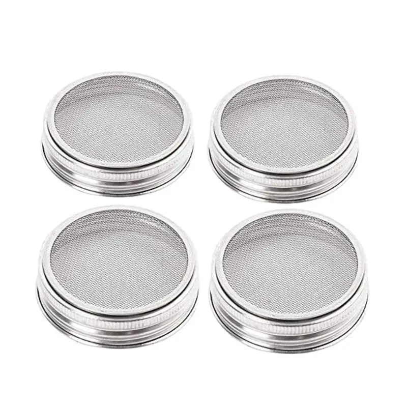 4Pcs/Set 70mm/86mm Seed Sprouting Lid Stainless Steel Mesh Filter for Wide Mouth Mason Jar