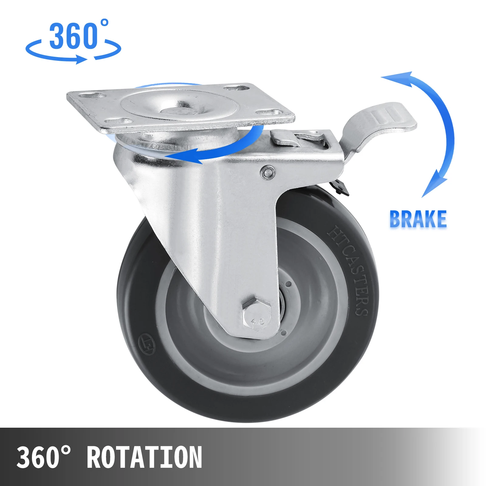 VEVOR-juego de ruedas de poliuretano de alta resistencia, ruedas giratorias de 5 pulgadas, todas las ruedas de freno, antideslizantes, sin marca, rotación de 330 lbs y 360 °, 16 paquetes